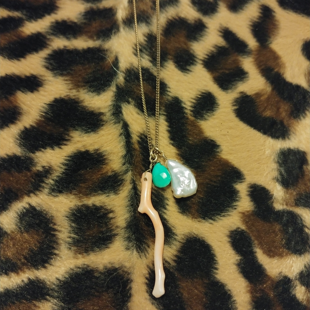 Turquoise, coral, mother of pearl necklace